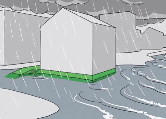 Beim Neubau ist die Erhöhung von Erdgeschoss und Öffnungen bis auf die Schutzhöhe eine besonders effiziente Massnahme.