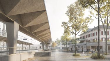 Markante Dreieckformen werden die neuen Perrondächer des Bahnhofs Wädenswil prägen. (Visualisierung: SBB)