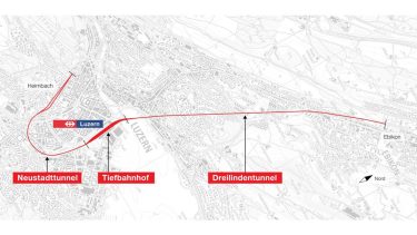 Die drei Teilprojekte des Durchgangsbahnhofs Luzern in der Übersicht. (Grafik: SBB)