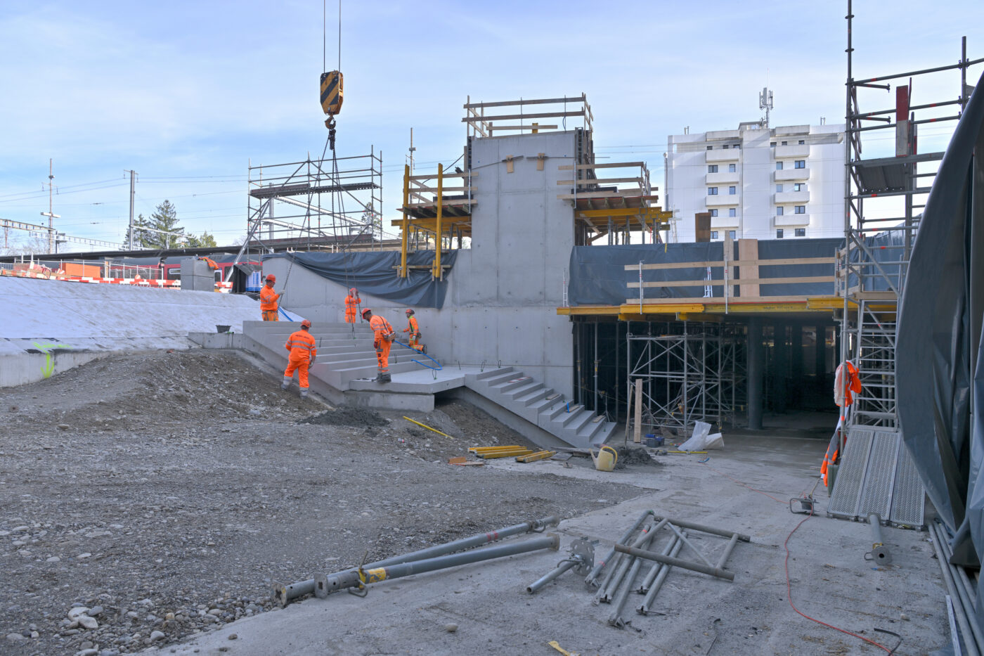 Der neue Zugang zum Perron der Aare Seeland mobil von der neuen Unterführung aus. (Foto: Stadt Langenthal)