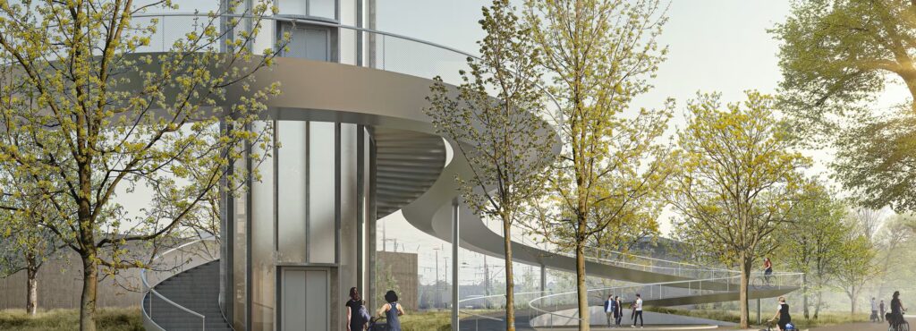 Die Passerelle Steigerhubel dient dem Langsamverkehr. (Visualisierung: SBB)