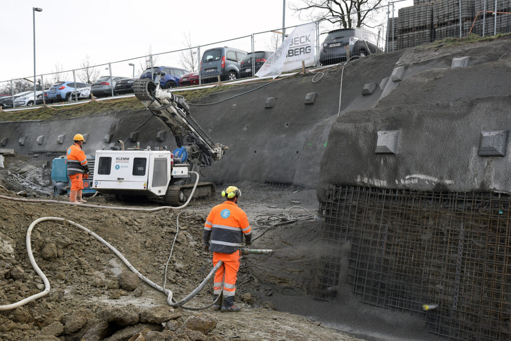 Baugrubensicherung am Parkhaus Ost Luzern. (Foto: pd)