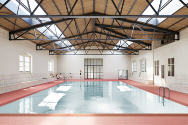 Im Kesselhaus soll ein Schwimmbecken für den Schwimmunterricht eingebaut werden. (Visualisierung: Stadt Zürich)