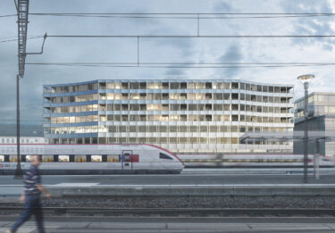 In den Geschossen drei bis sechs des Neubaus sind Wohnungen geplant. (Visualisierung: sbb)