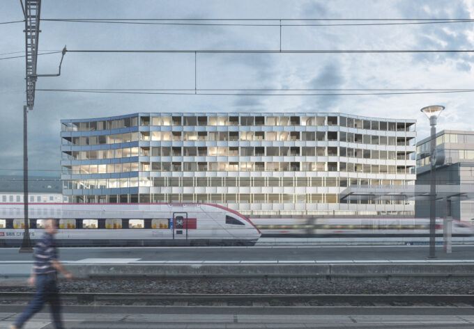 In den Geschossen drei bis sechs des Neubaus sind Wohnungen geplant. (Visualisierung: sbb)