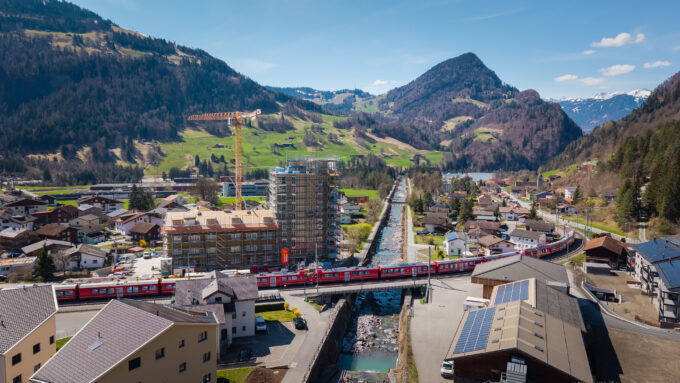 Der Baufortschritt im April 2025: Baustelle des Neu- und Umbaus der Mühle. (Foto: Daniel Ammann)
